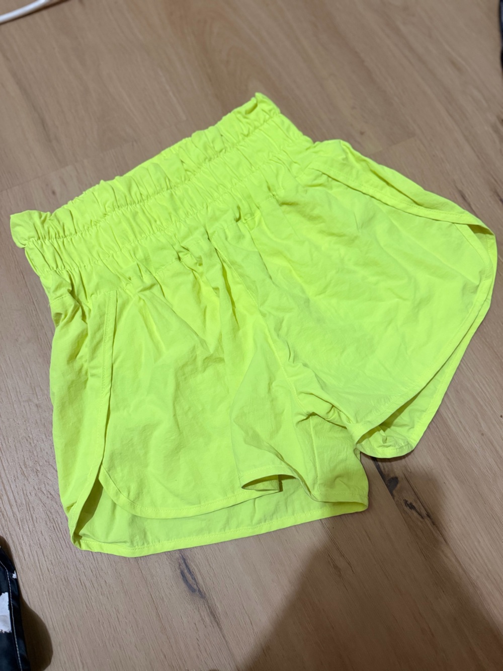 Neon Yellow Women's Elastic Waist Shorts- Zenana
